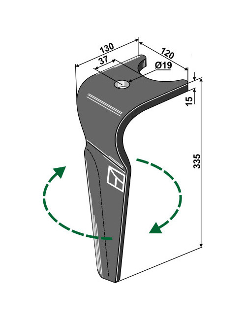 Dent pour herse rotative, modèle droit