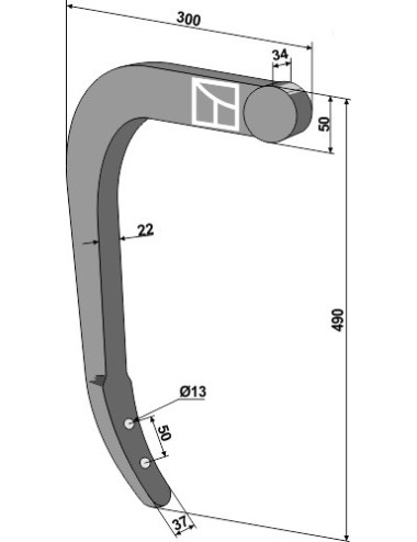 Dent de cultivateur - 570mm