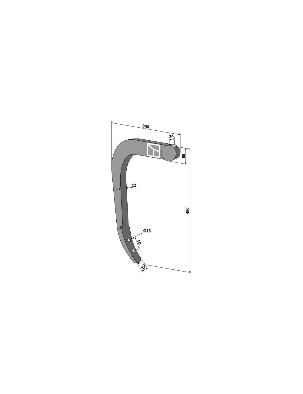 Dent de cultivateur - 570mm