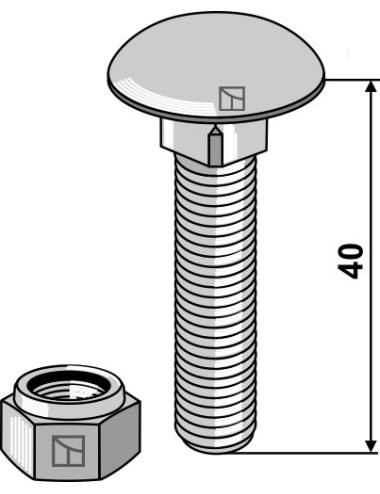 Boulon à tête bombée avec écrou à freinage int. adapt. M10 x 1,5 x40- 8.8