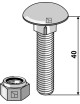 Boulon à tête bombée avec écrou à freinage int. adapt. M10 x 1,5 x40- 8.8