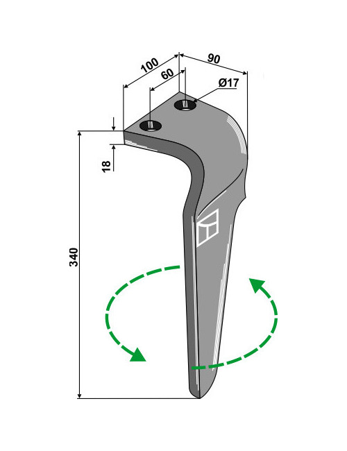 Dent pour herses rotatives, modèle gauche