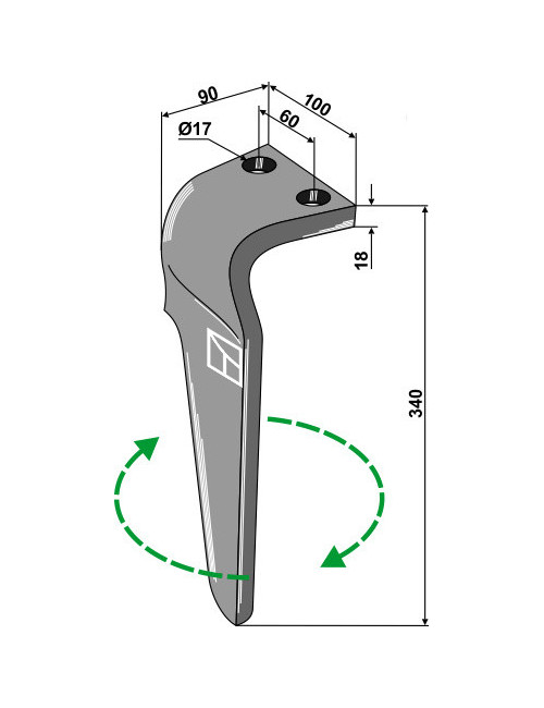 Dent pour herses rotatives, modèle droit
