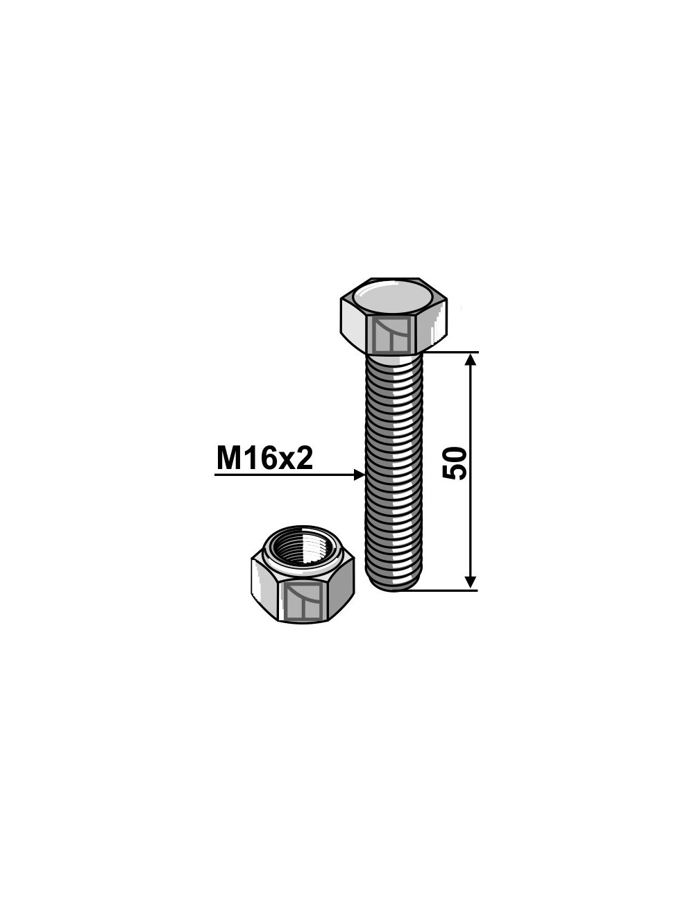Boulon M16 x 50