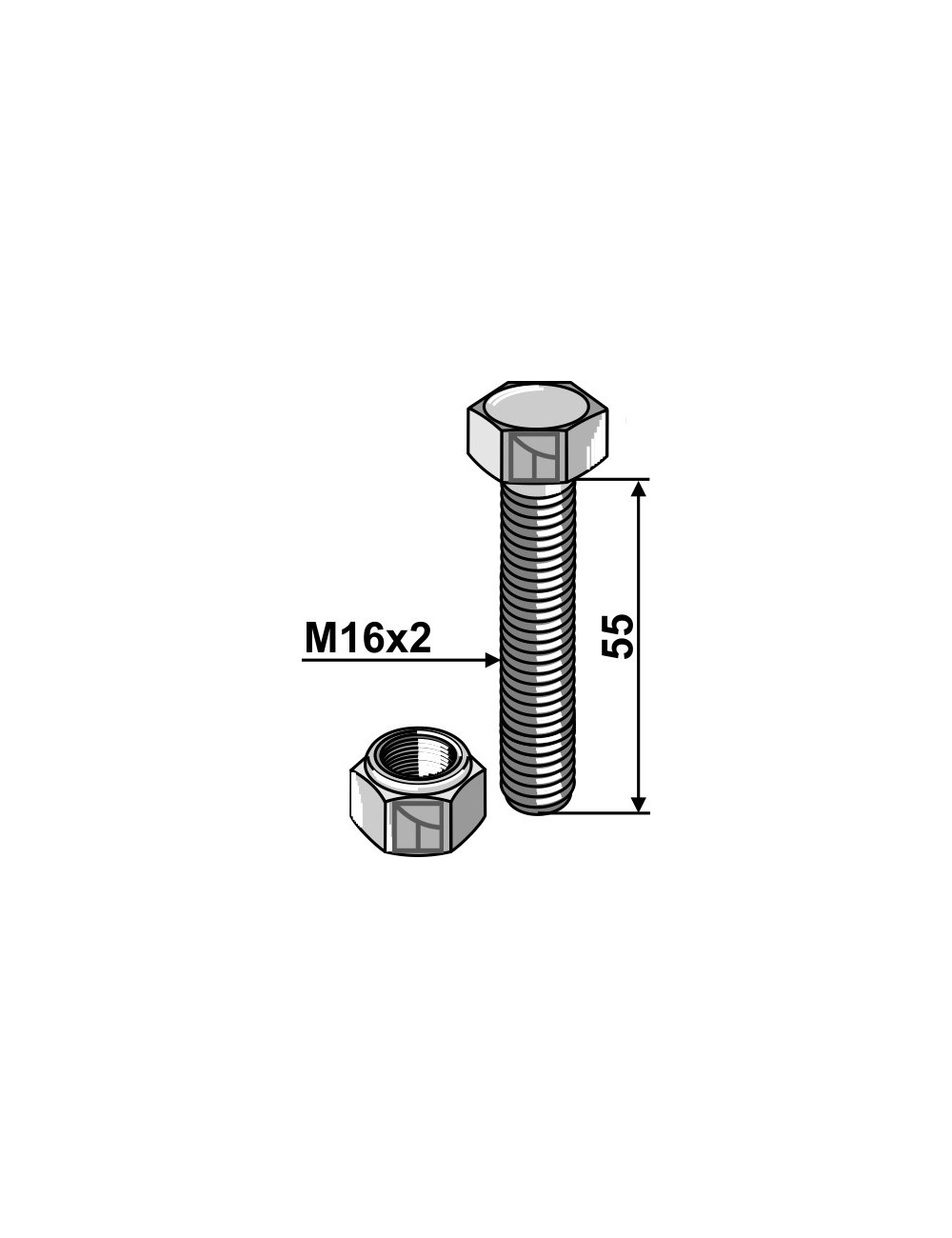 Boulon M16 x 55