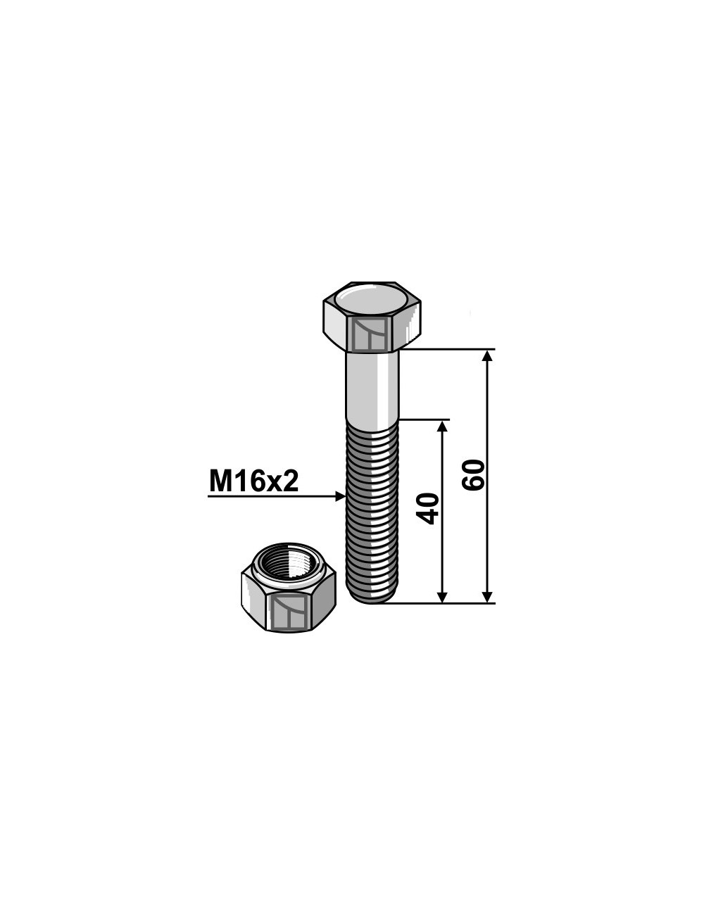 Boulon M16 x 60