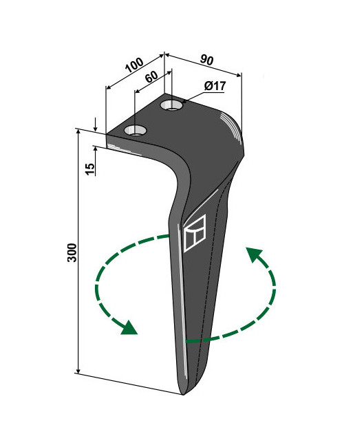 Dent pour herses rotatives, modèle gauche