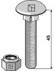 Boulon à tête bombée avec écrou à freinage interne adaptable M10 x 1,5 x45- 8.8