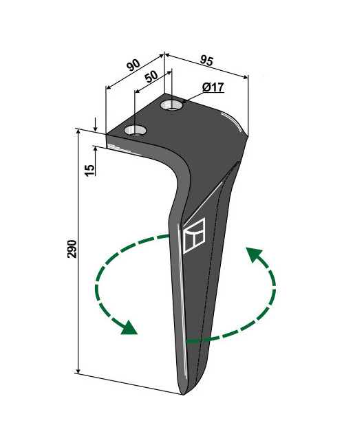 Dent pour herses rotatives, modèle gauche