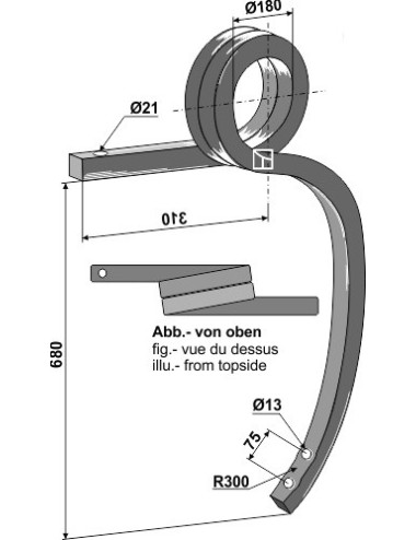 Dent double spire, gauche