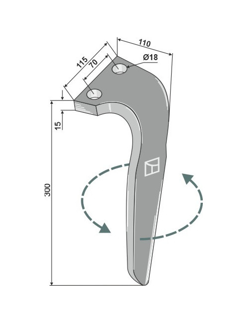 Dent pour herses rotatives, modèle gauche