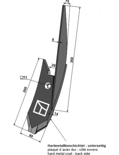 Pointe avec tôle de guidage - droite