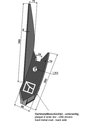 Pointe avec tôle de guidage - gauche