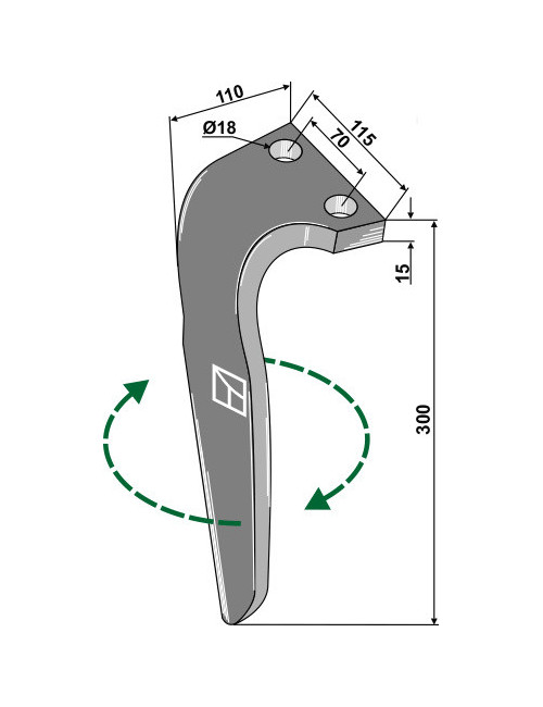 Dent pour herses rotatives, modèle droit