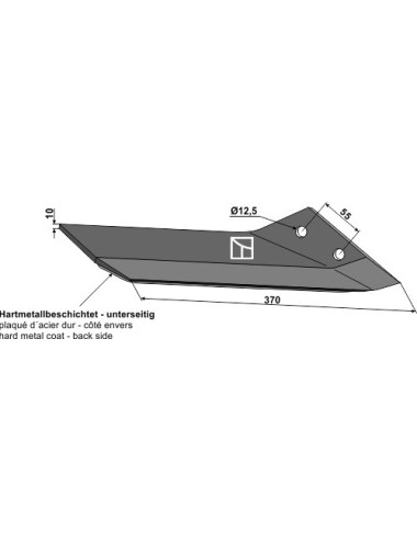 Aileron de rechange plaqué d'acier dur - droit