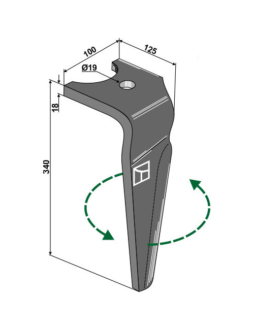 Dent pour herses rotatives, modèle gauche