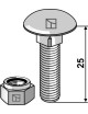 Boulon à tête bombée avec écrou à freinage int. adapt. M8 x1,25x25 - 8.8