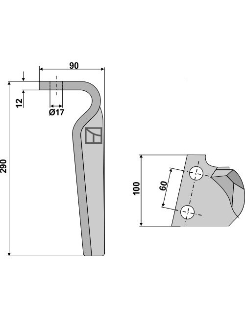 Dent pour herses rotatives, modèle gauche