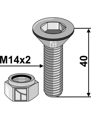 Boulon à 6 pans creux avec écrou à freinage interne