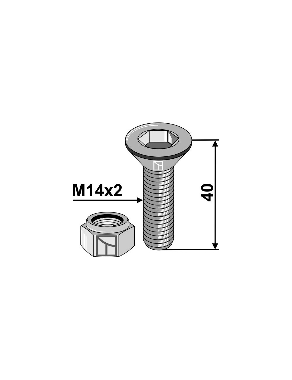 Boulon à 6 pans creux avec écrou à freinage interne