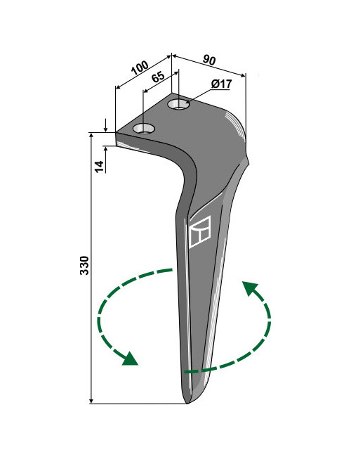 Dent pour herses rotatives, modèle gauche