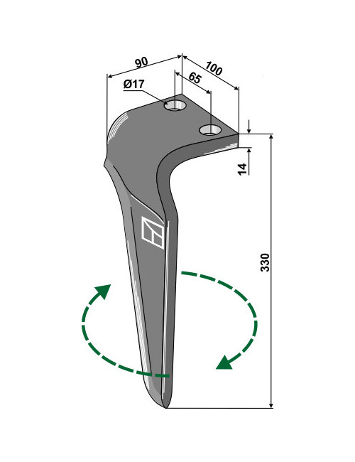 Dent pour herses rotatives, modèle droit