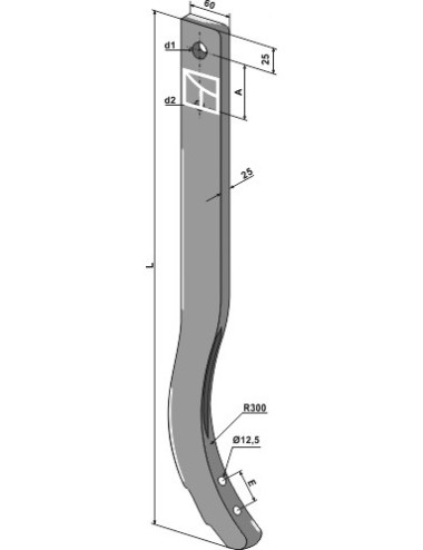 Dent de cultivateur - 720mm