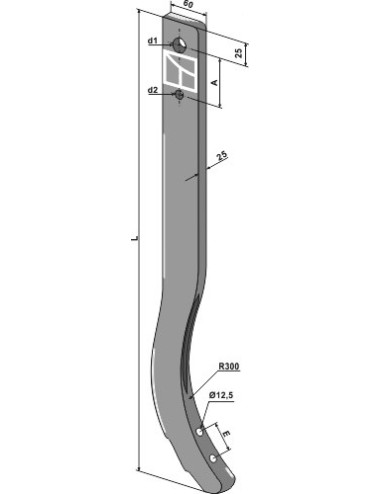 Dent de cultivateur - 720mm