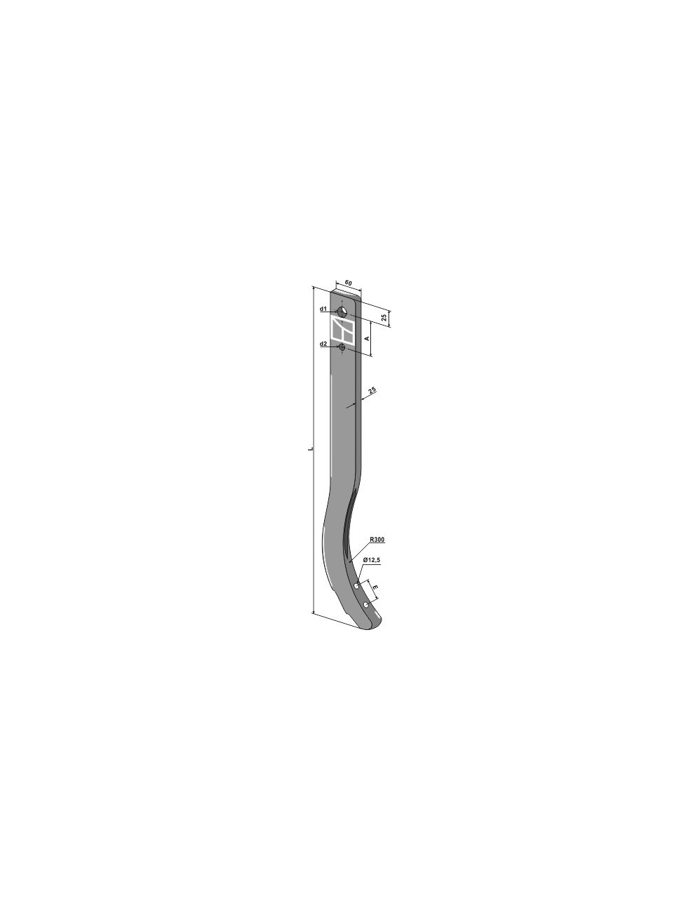 Dent de cultivateur - 720mm