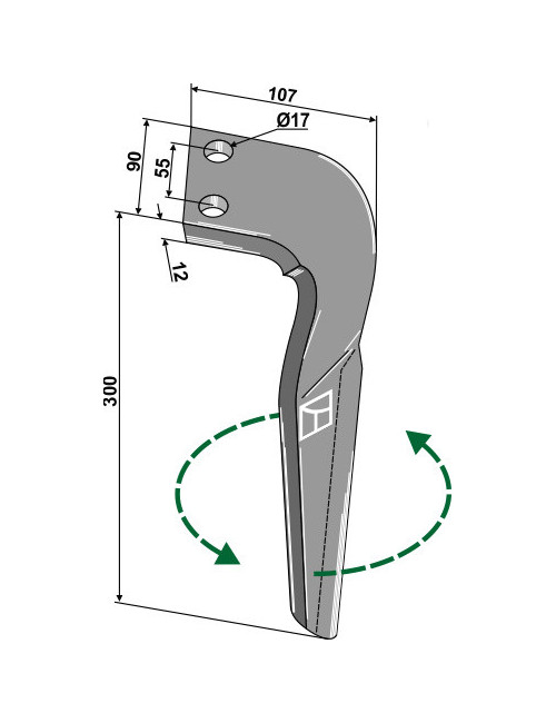 Dent pour herses rotatives, modèle gauche
