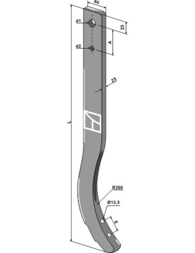 Dent de cultivateur - 740mm