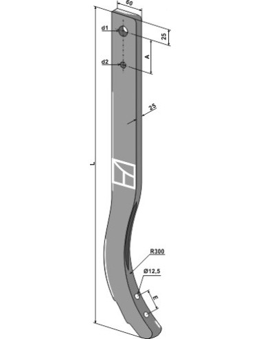 Dent de cultivateur  - 820mm
