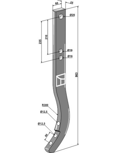 Dent de cultivateur  - 863mm