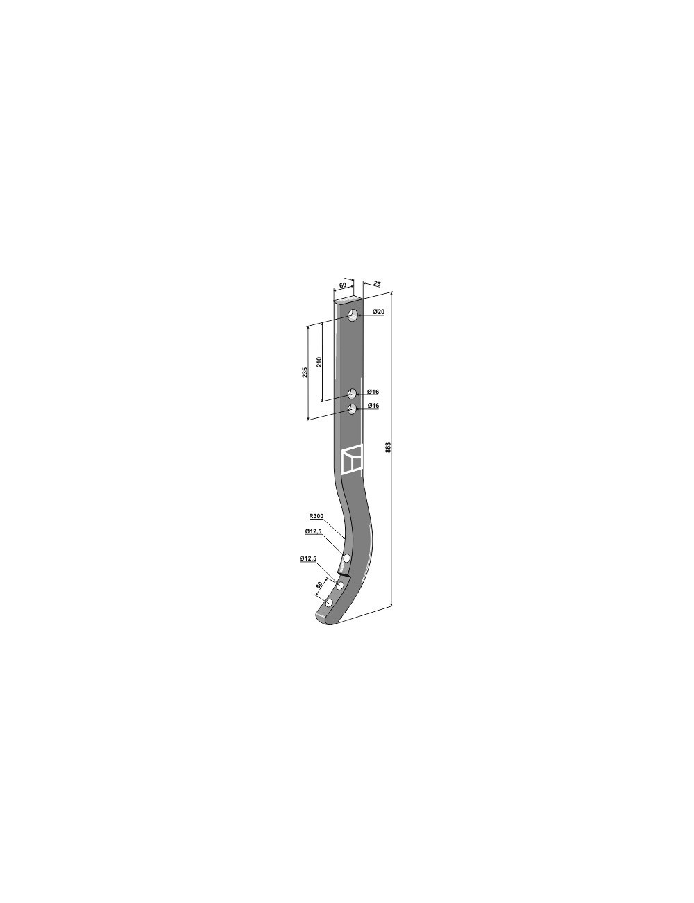Dent de cultivateur - 863mm