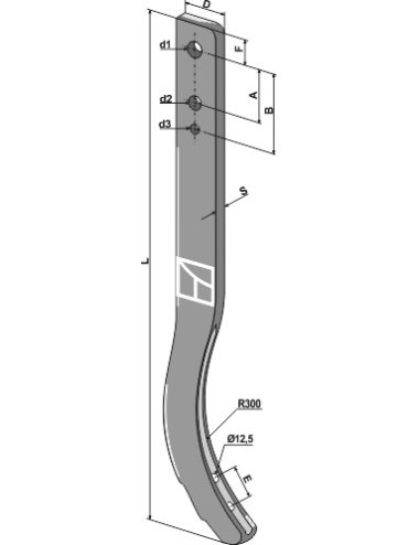 Dent de cultivateur  - 890mm
