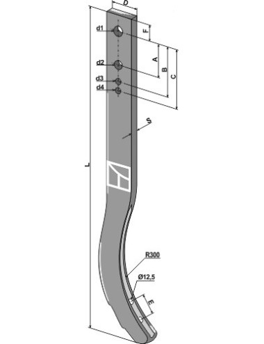 Dent de cultivateur  - 880mm