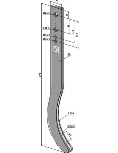 Dent de cultivateur - 875mm