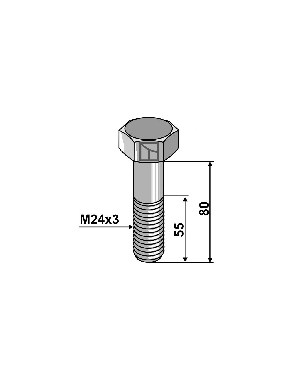 Boulon M24x3 - 8.8