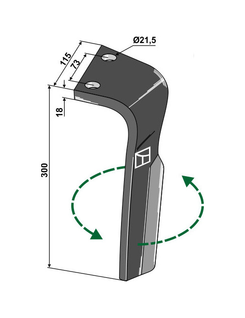 Dent pour herses rotatives, modèle gauche