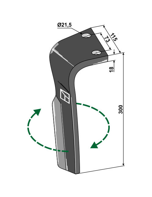 Dent pour herses rotatives, modèle droit