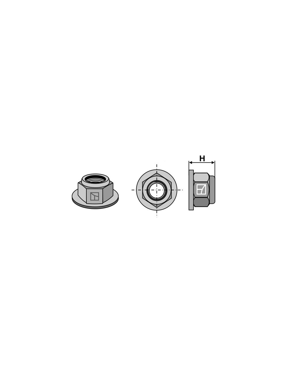 Écrou à embase à freinage interne - Polystop - M20x1,5 - 10.9