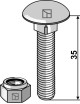 Boulon à tête bombée avec écrou à freinage interne adaptable M8 x 1,25 x35- 8.8