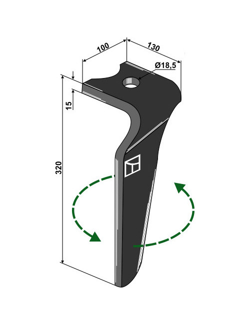 Dent pour herses rotatives, modèle gauche