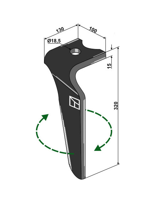 Dent pour herses rotatives, modèle droit