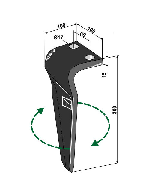 Dent pour herses rotatives, modèle droit