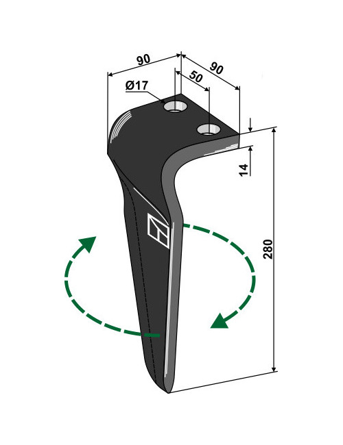 Dent pour herses rotatives, modèle droit