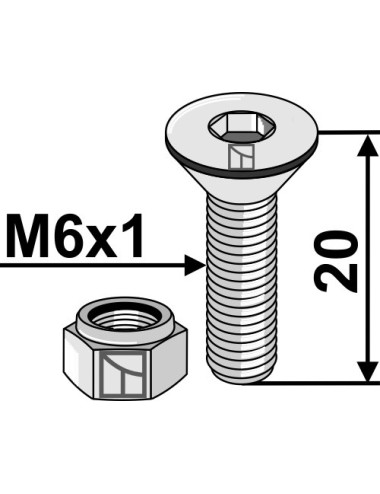 Boulon à 6 pans creux M6x1