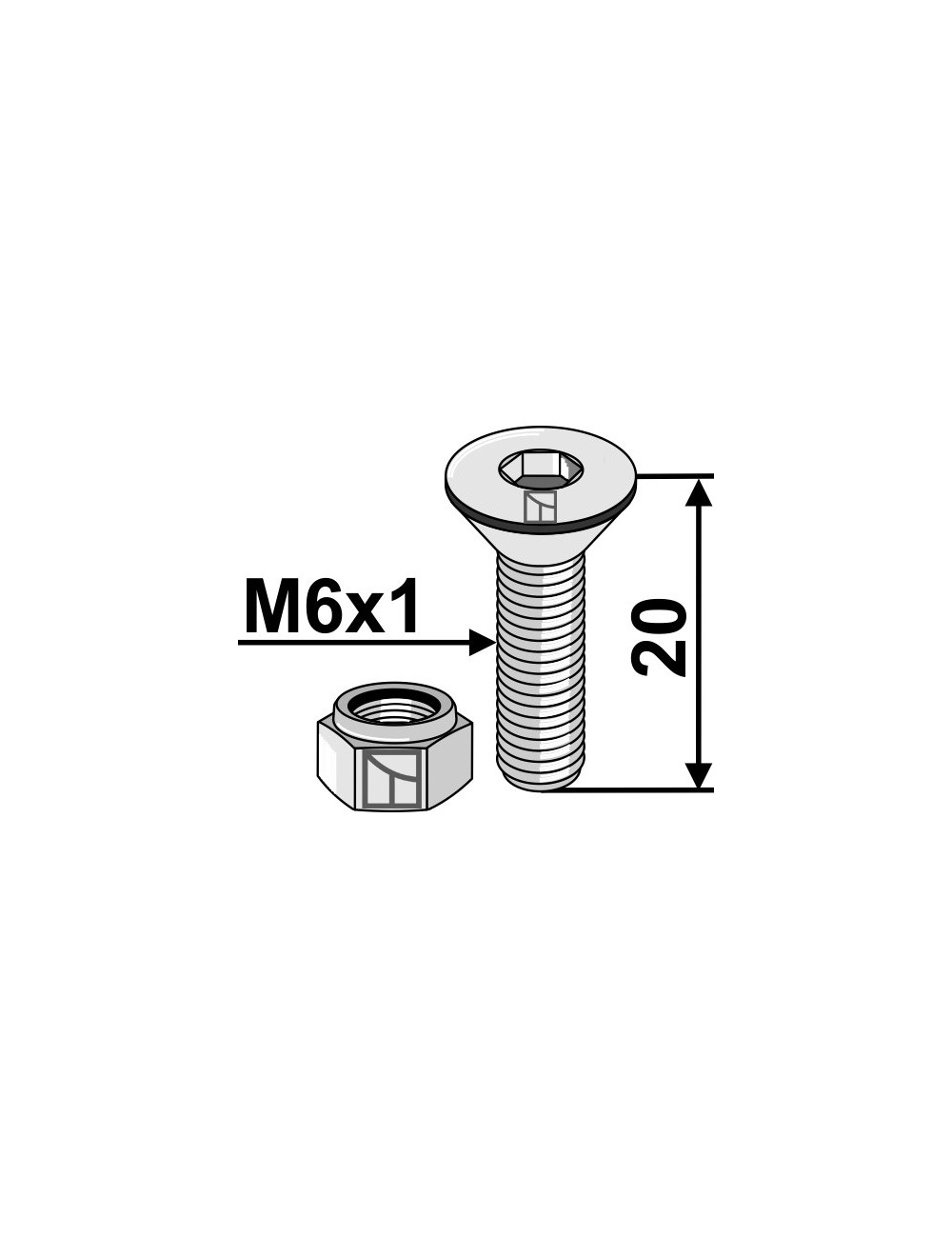 Boulon à 6 pans creux M6x1