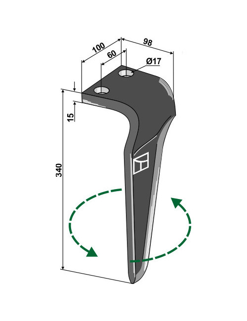 Dent pour herses rotatives, modèle gauche
