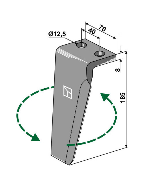 Dent pour herses rotatives, modèle gauche